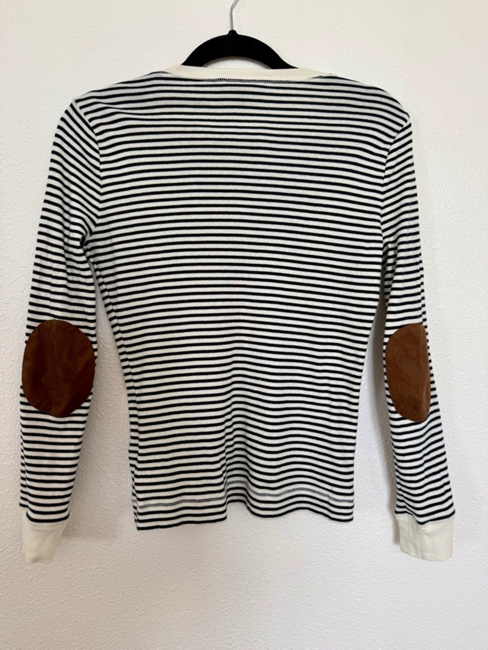 Lauren Ralph Lauren Striped Nautical Zip Shoulder Elbow Patch Top S/P - Picture 6 of 9